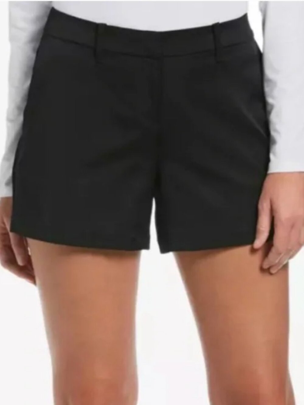 NIKE Golf Shorts Black Pocket Women 2 Chino Athletic Coach Dri Fit 4.5" Flat